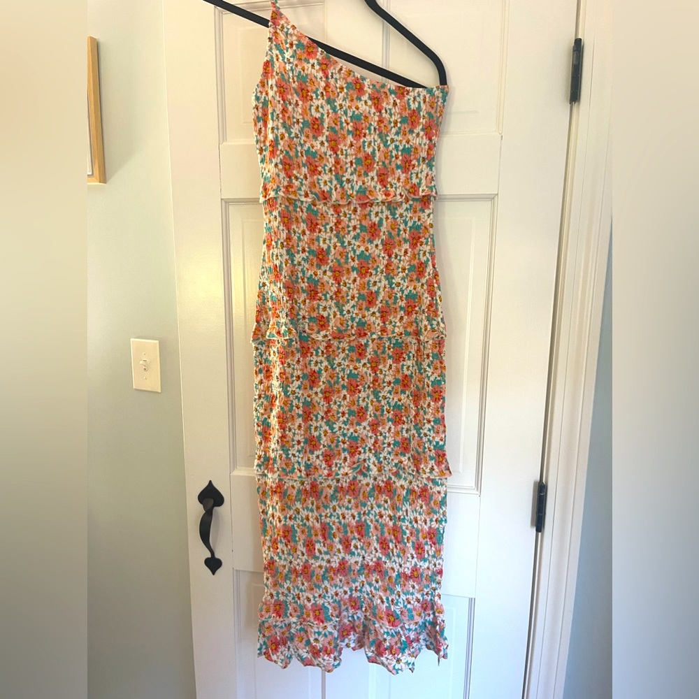 Pretty Garden Floral one shoulder maxi